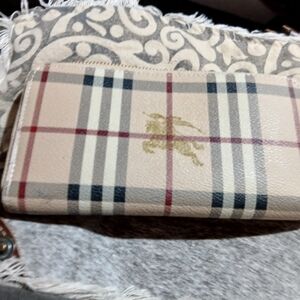 Burberry Beige and Red Plaid Wallet